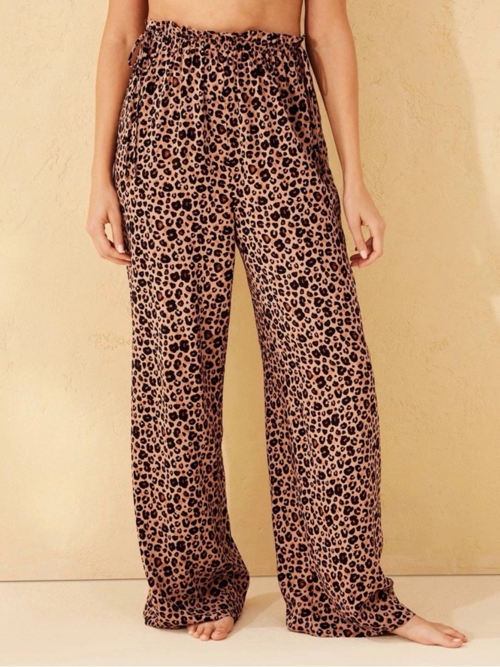 Women's Leopard Print Ruffle Waist Cover up Pants - Shade & Shore™ XS